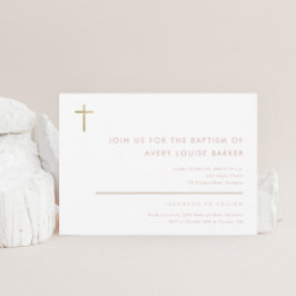 Enkel, minimalistisk modern Guld Kor-baptism Inbjudningar