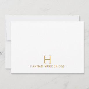 Enkel, minimalistisk modern Guld-monogram Anteckningskort