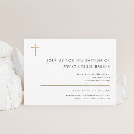 Enkel minimalistisk modern guldkorsdop inbjudningar