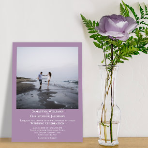 Enkel, minimalistisk modern Lavender Photo Bröllop Inbjudningar