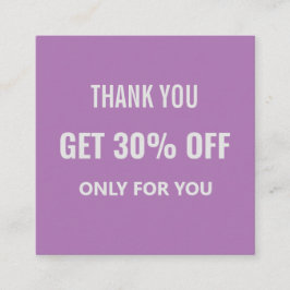 Enkel, minimalistisk, modern Lila och vit Trendig Rabattkort