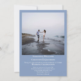 Enkel, minimalistisk, modern ljusblå foto Bröllop Inbjudningar