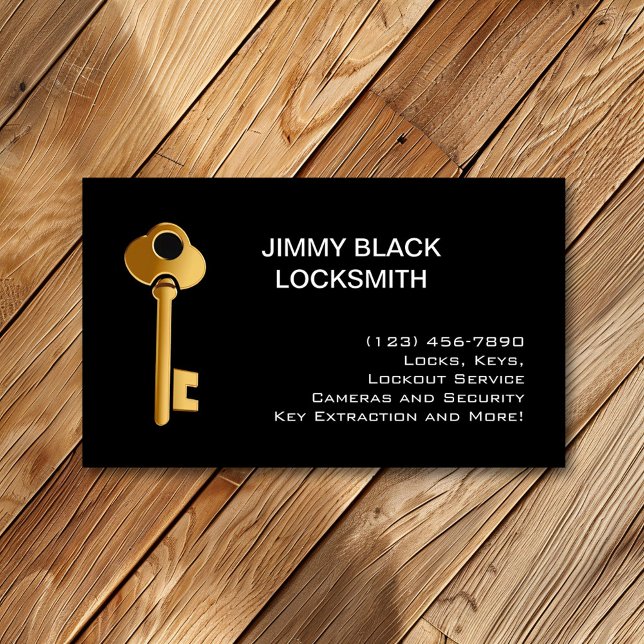 Enkel, minimalistisk modern Locksmith Guld Nyckel Visitkort (Skapare uppladdad)