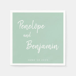 Enkel, minimalistisk Modern Pistachio Grönt Bröllo Pappersservett