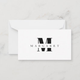 Enkel, minimalistisk modern svart Monogram Anteckningskort