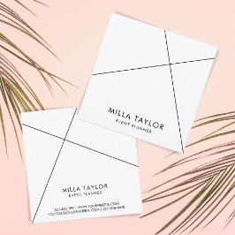 Enkel, minimalistisk, modern, svart och vit geomet fyrkantigt visitkort