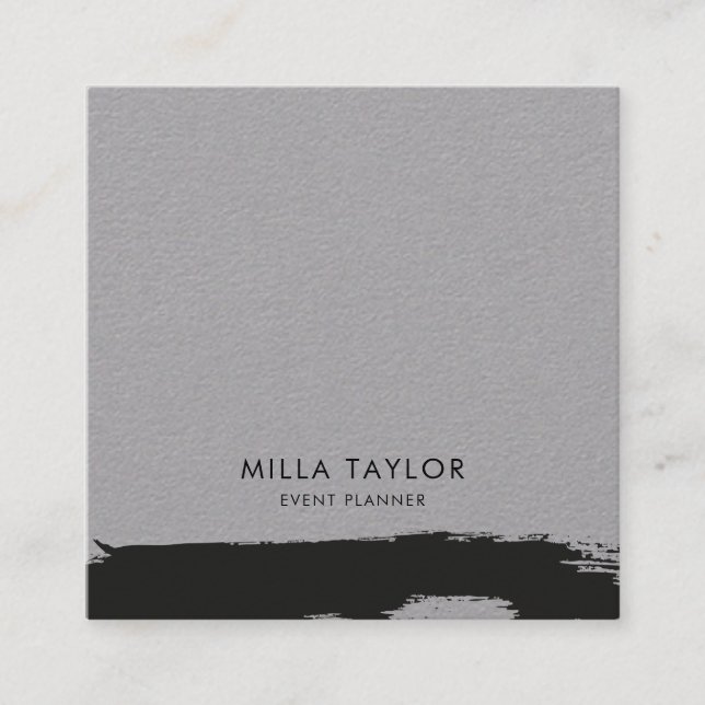 Enkel, minimalistisk, modern, svart och vit konstn fyrkantigt visitkort (Framsida)