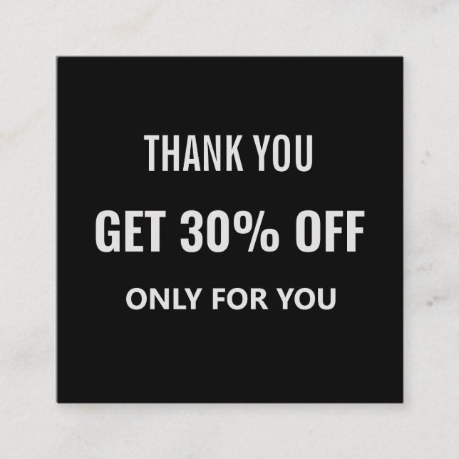 Enkel, minimalistisk, modern Trendig, svartvitt Rabattkort (Framsida)