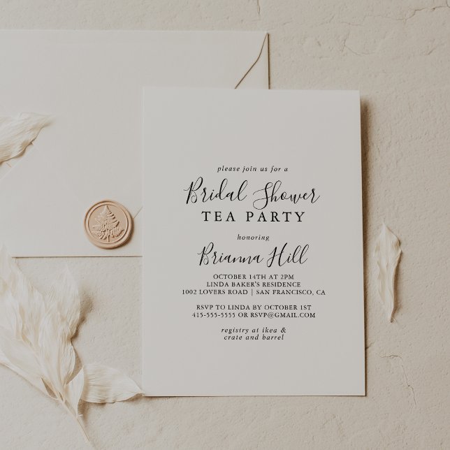 Enkel minimalistisk Möhippa Tea Party Inbjudningar (Skapare uppladdad)