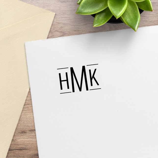 Enkel minimalistisk monogram 3 begynnelsebokstäver stämpel (Skapare uppladdad)