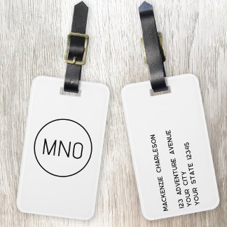 Enkel minimalistisk Monogram Initialer Bagagebricka