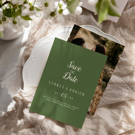 Enkel minimalistisk|Mörk Sage Photo Save Date Spara Datumet
