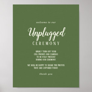Enkel minimalistisk Mörk Sage Unplugged Ceremony Poster