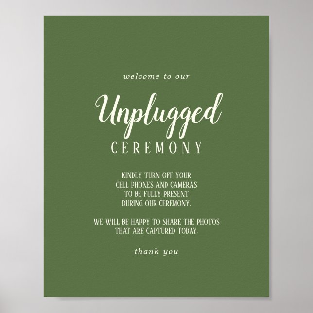 Enkel minimalistisk|Mörk Sage Unplugged Ceremony Poster (Framsidan)