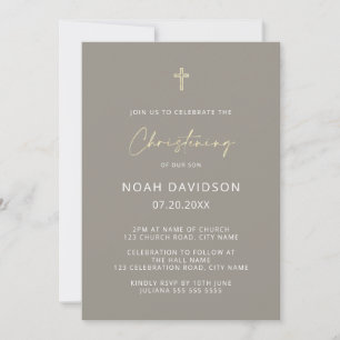 Enkel, minimalistisk Neutralt Guld Kor-Christening Inbjudningar