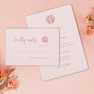 Enkel, minimalistisk och modern kinesisk Rosa OSA  Inbjudningar