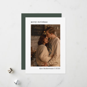 Enkel minimalistisk parfoto grön jul julkort