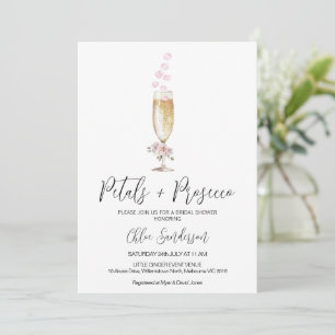 Enkel minimalistisk Petal- och Prosecco-Möhippa Inbjudningar