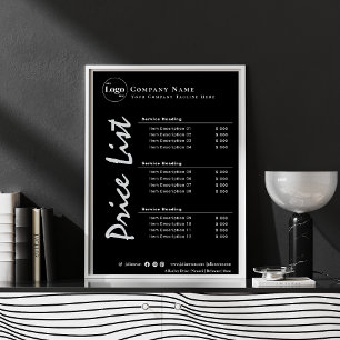 Enkel minimalistisk Pris svartvit lista Poster