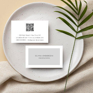 Enkel, minimalistisk QR-Grått-modern Snyggt Visitkort