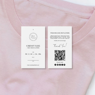 Enkel minimalistisk QR-kod kläder Prislapp Etikett Visitkort