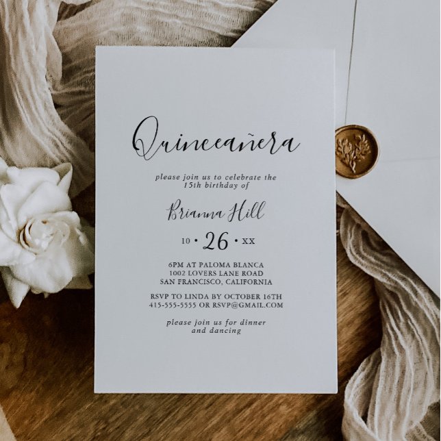 Enkel, minimalistisk Quinceañera Inbjudningar (Skapare uppladdad)