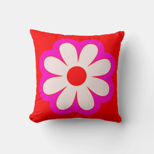 Enkel, minimalistisk Retroblomma Rosa och röd BOHO Kudde