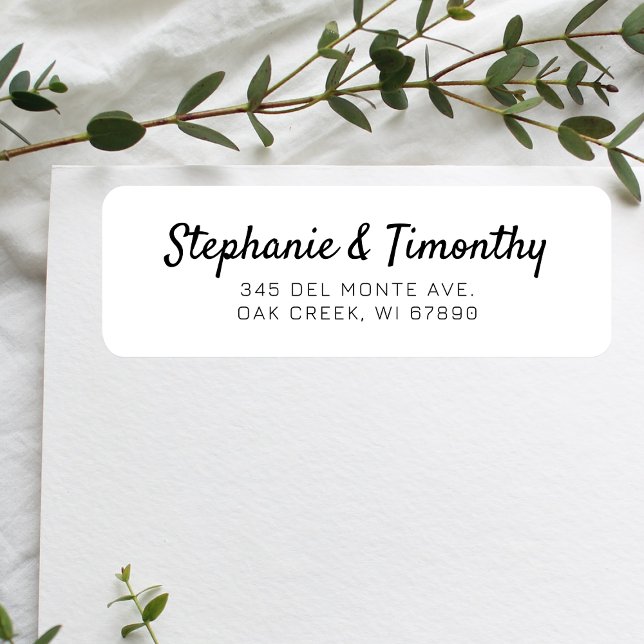 Enkel, minimalistisk Returadress i Bröllop Etikett (Effortlessly manage wedding correspondence with our simple return labels, ensuring seamless mailing.)