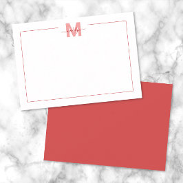 Enkel minimalistisk röd namnmonogram anteckningskort