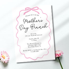 Enkel minimalistisk rosa rosett morsdagsbrunch inbjudningar