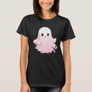 Enkel minimalistisk rosa spöke svart Halloween T Shirt