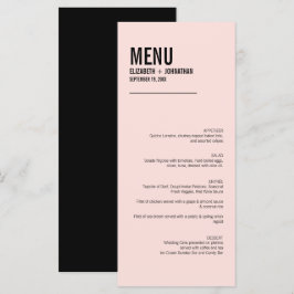 Enkel & Minimalistisk Rosa Typografi Bröllopsmeny Meny