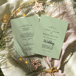 Enkel minimalistisk|Sage Front and Back Bröllop Inbjudningar