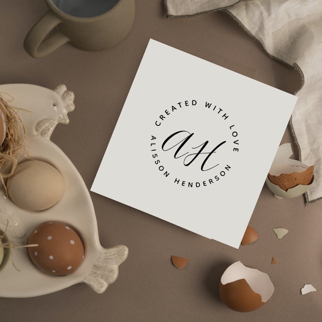 Enkel minimalistisk Skapat med Kärlek Namn Initial Självfärgande Stämpel (Skapare uppladdad)