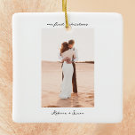 Enkel, minimalistisk skriptfoto julgransprydnad keramik<br><div class="desc">Enkelt,  minimalistiskt skript fotokeramisk prydnadsföremål</div>