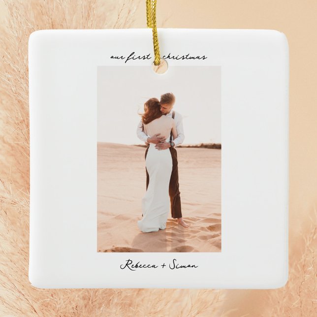 Enkel, minimalistisk skriptfoto julgransprydnad keramik (boho ceramic ornament)