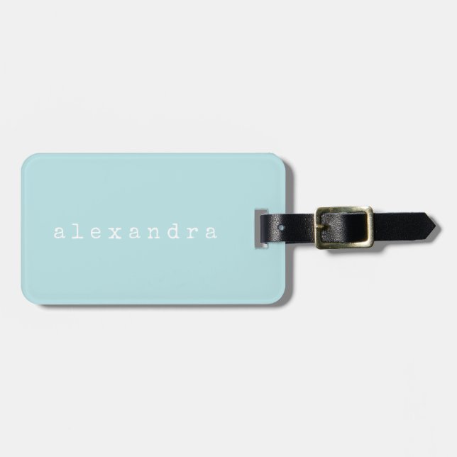 Enkel, minimalistisk skrivmaskin Namn Light Aqua B Bagagebricka (Horisontell Framsida)