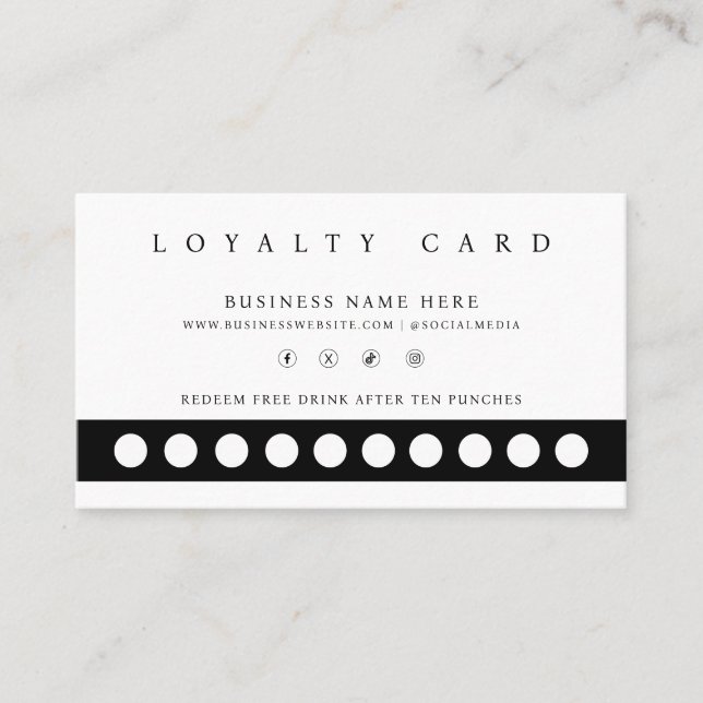Enkel, minimalistisk Slå Stil Reward Program Loyal Lojalitetskort (Framsida)