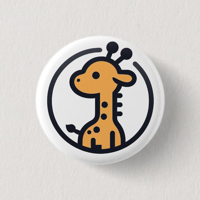 Enkel minimalistisk söt giraff i en cirkel knapp (Framsida)