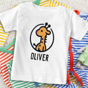 Enkel minimalistisk söt giraff i en cirkel t shirt