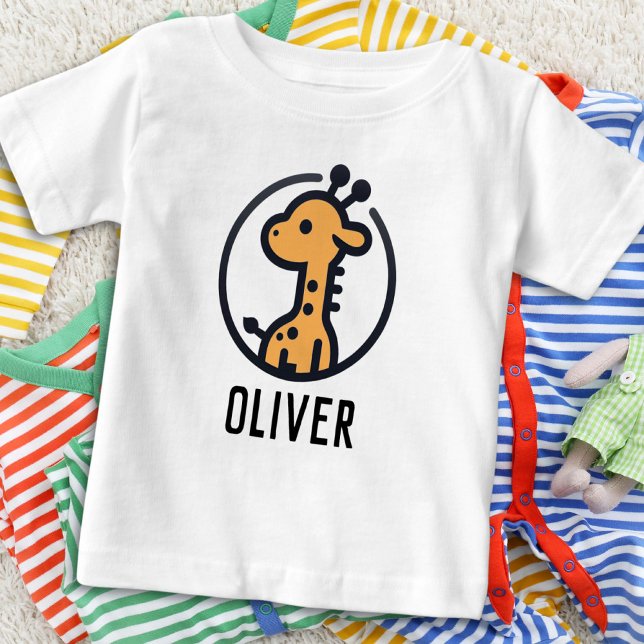 Enkel minimalistisk söt giraff i en cirkel t shirt (Skapare uppladdad)