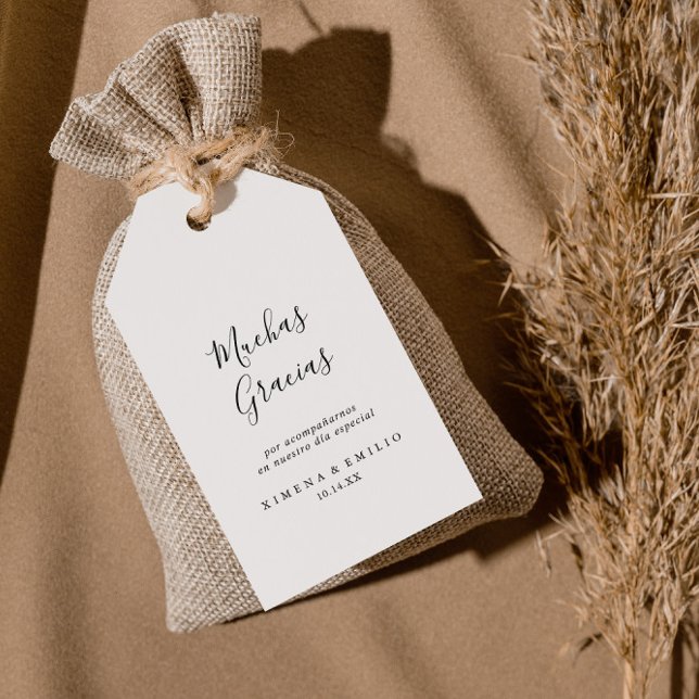 Enkel, minimalistisk spanska Bröllop Tack Presentetikett (Skapare uppladdad)