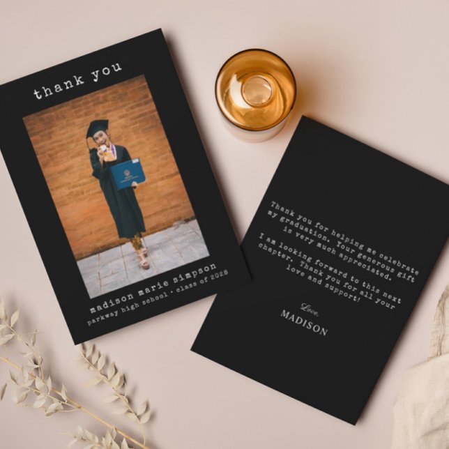 Enkel, minimalistisk Studenten-foto-Tack Anteckningskort (Skapare uppladdad)