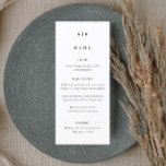 Enkel minimalistisk svart och vit Bröllop Meny<br><div class="desc">Denna minimalistiska svartvita meny Bröllop är elegant och mångsidig. Den har en traditionell design med minimal typografi och par monogram. Klicka på knappen Redigera om du vill anpassa designen.</div>