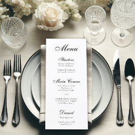 Enkel minimalistisk svart och vit elegant skrivsti meny