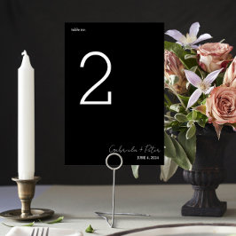 Enkel, minimalistisk, svart och vit modern Bröllop Bordsnummer