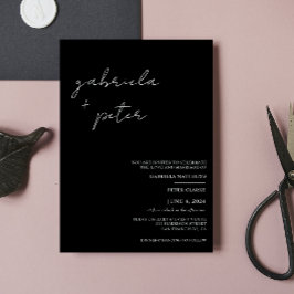 Enkel, minimalistisk, svart och vit modern Bröllop Inbjudningar