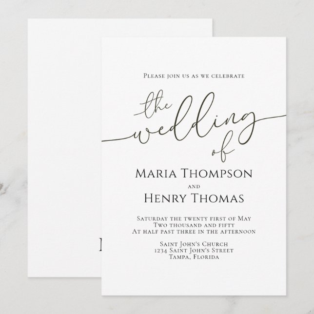 Enkel minimalistisk svart text kalligrafi mall (Fram/baksida)