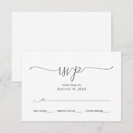 Enkel Minimalistisk Svart & Vit Bröllops RSVP OSA Kort