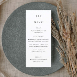 Enkel minimalistisk svart-vit bröllopsfest meny